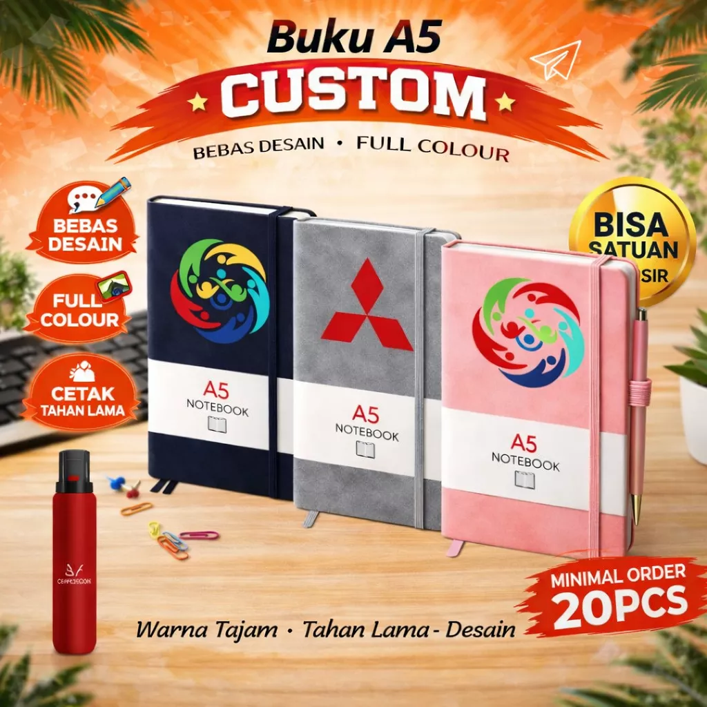 Buku Agenda Custom A5 Cetak Timbul Logo