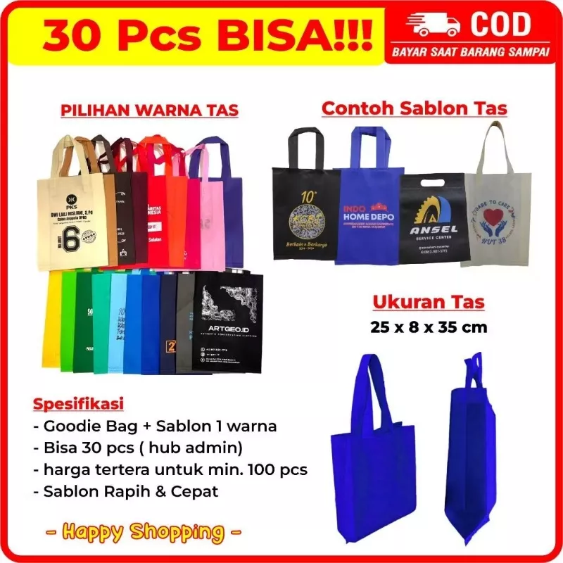Goodie Bag Custom Tas Spunbond Custom Sablon