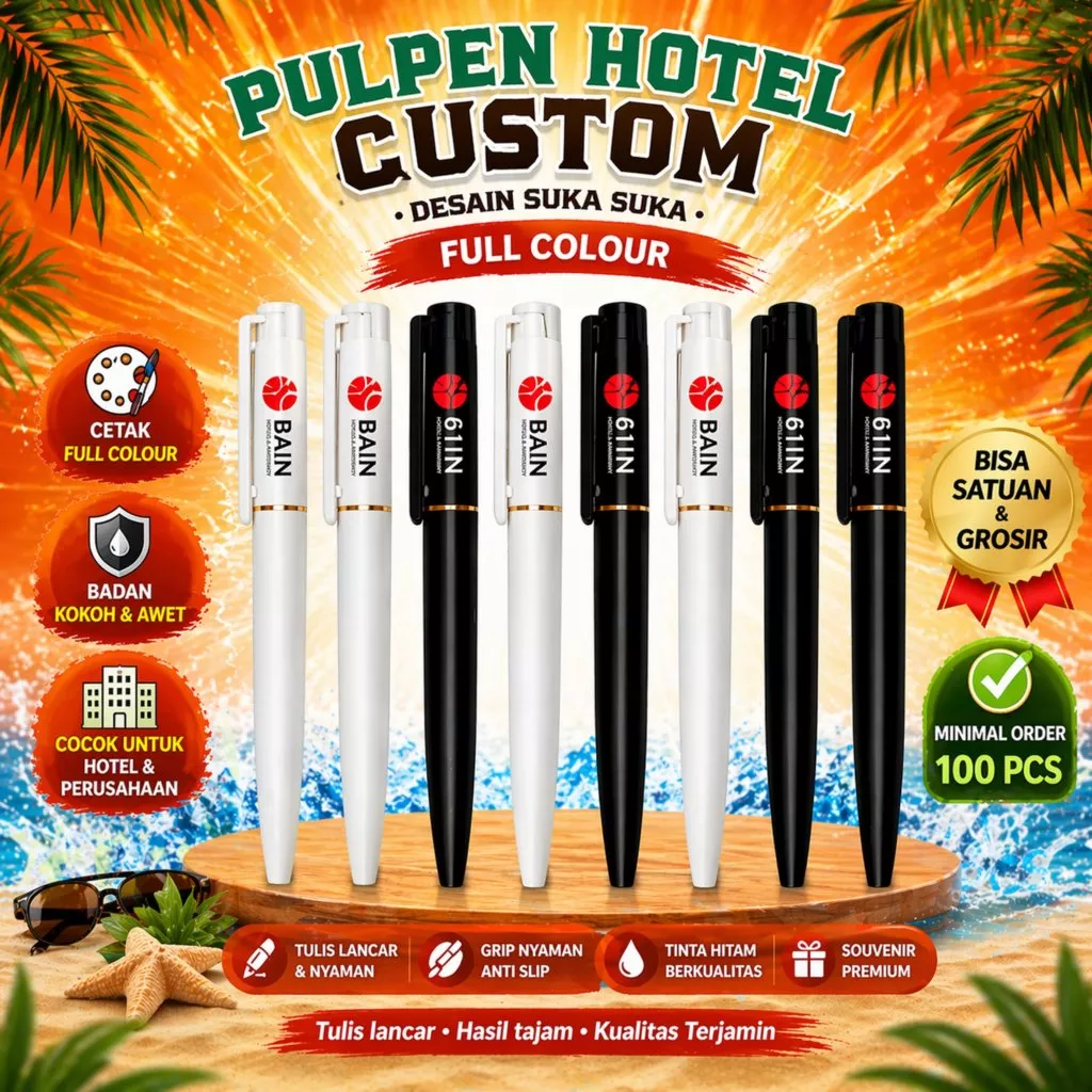 Pulpen Custom Logo Full Color Promosi Hotel