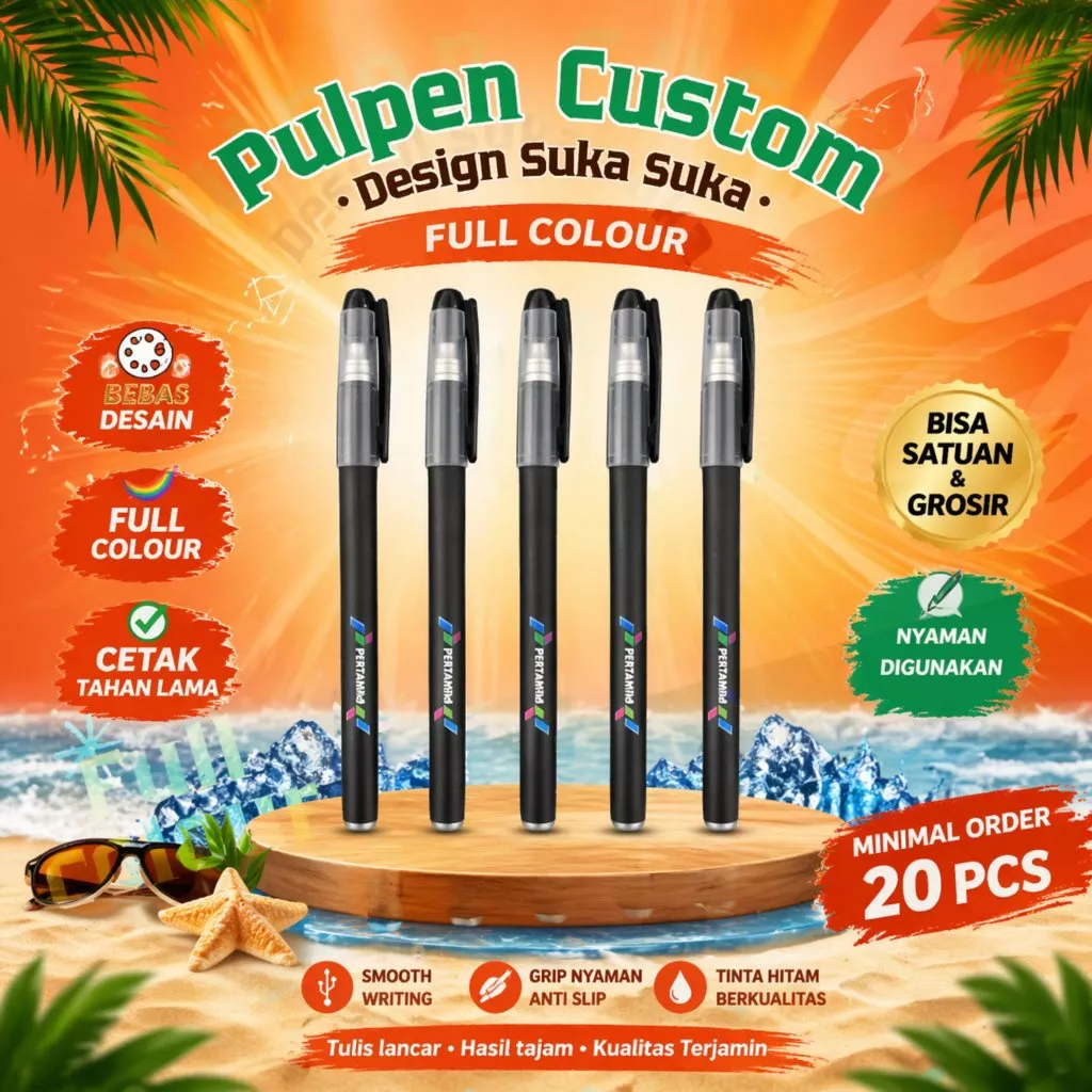 Pulpen Gel Custom 0 5mm Plastik Include