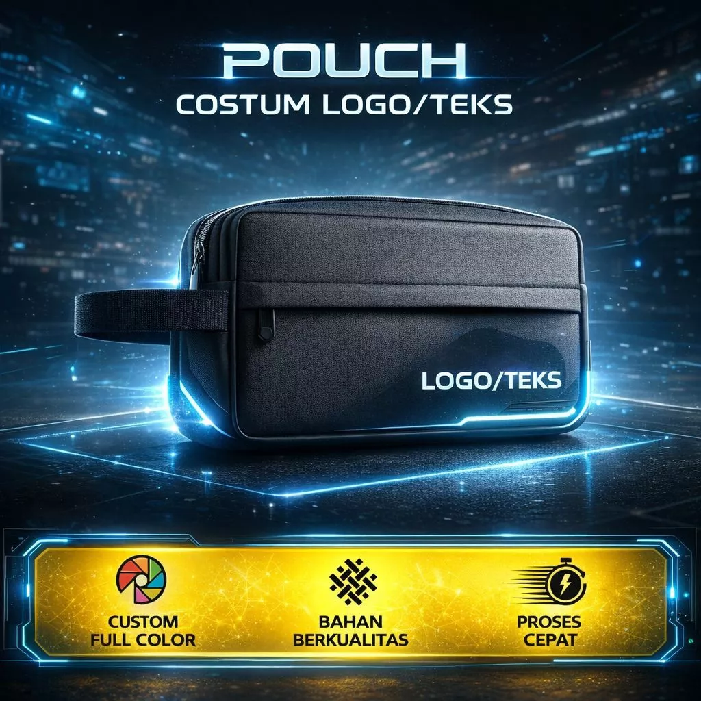 Tas Pouch Custom Logo Teks Multifungsi –